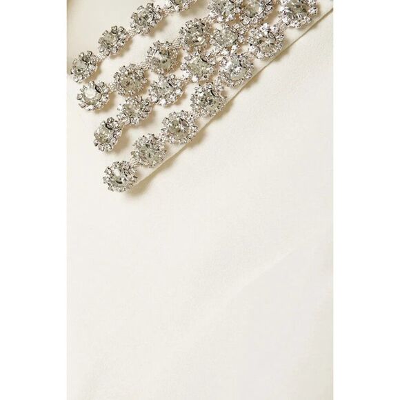 Self-Portrait Diamante Collar Mini Dress White‎ Heavy Double Crepe Size 0 Bridal - Picture 3 of 16